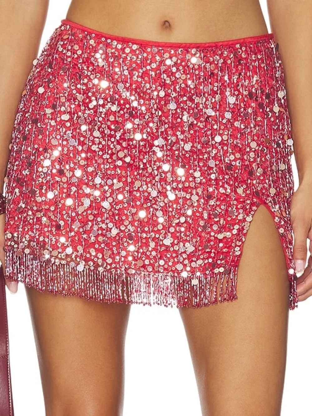 Asta Resort x Revolve Yasmin Fringe Split Mini Skirt